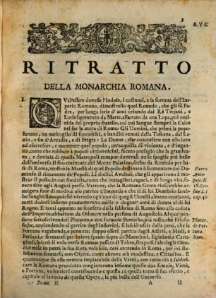 Del Mappamondo Istorico Cioè Ordinata Narrazione Dei Quattro Sommi Imperi Del Mondo Da Nino primo Imperator degli Assirj, sino à Giuseppe Austriaco E Della Monarchia Di Christo Da San Pietro Primo Papa sino à nostri di : Con l'imprese più illustri dell'Istoria antica, e moderna ..., 2. Contiene Le Cose Della Repubblica E Monarchia Romana Dalla Fondazione Di Roma sino all’ Anno di Cristo 1701