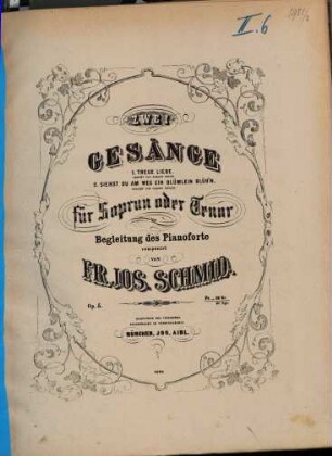 2 Gesänge : für Sopran oder Tenor mit Begl. d. Pianoforte ; op. 5
