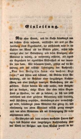 Über das Verhältniß der Religion zur Heilkunst : Inaug.-Abh.