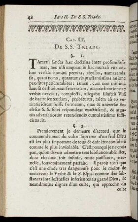 Cap. III. De S. S. Triade