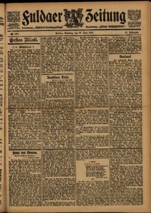 Erste Ausgabe vom Samstag, den 17. Juni 1905.