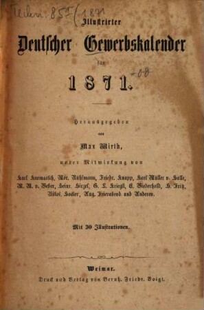 Illustrirter deutscher Gewerbskalender : für ... 1871