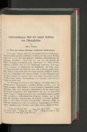 Untersuchungen über die innere Reibung von Flüssigkeiten.