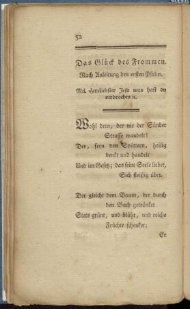 Das Glück des Frommen. Nach Anleitung des ersten Psalm.