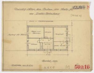 Direktorwohnhaus, Grundriss-Skizze zum Neubau eines Stalles (Ziegen, Kaninchen, Schwein, Hühner)