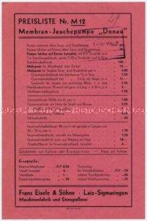 Preisliste Nr. 12 über Gartengeräte