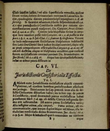 Cap. VI. De Jurisdictionis Consistorialis Effectu.