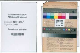 Entnazifizierung Wilhelm Fuselbach , geb. 24.03.1888 (Steuersekretaer)