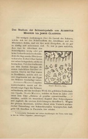 Das Studium der Schneekrystalle von Albertus Magnus bis James Glaisher.