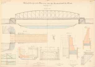 Dortmund-Ems-Kanal. Emsbrücke, Rhede: Lageplan 1:2000, Ansichten, Grundriss, Schnitte 1:100, 1:50