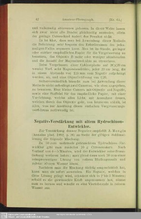 Negativ-Verstärkung mit altem Hydrochinon-Entwickler