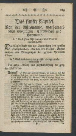 Das fuenfte Capitel. Von der Astronomie, [...]