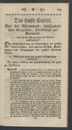 Das fuenfte Capitel. Von der Astronomie, [...]