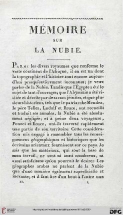 Mémoire sur la Nubie