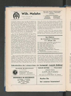 Neue Mitglieder des Langenhorner Heimatvereins im 2. Halbjahr 1966