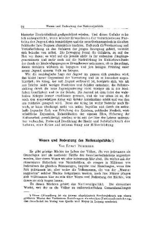 Wesen und Bedeutung des Nationalgefühls