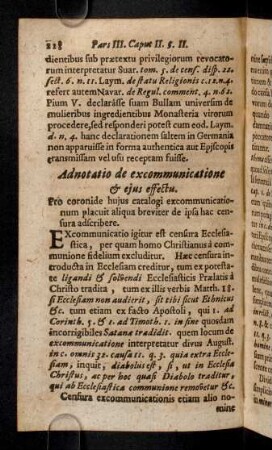 228-235, Adnotatio de excommunicatione et ejus effectu. ...