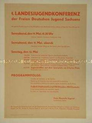 Maueranschlag mit dem Programm der 1. Landesjugendkonferenz der FDJ Sachsen