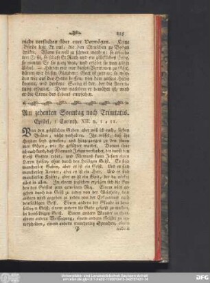 Am zehenten Sonntag nach Trinitatis. Epistel, 1 Corinth. XII. v. 1 - 11.