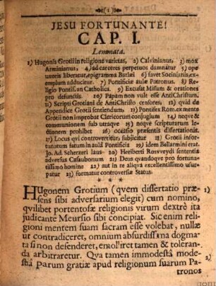 Diss. anti-grotiana num dogma papistarum sit, Pontificem romanum esse Deum : scripsa ad illustrissimum heroem Nicolaum a Gersdorff