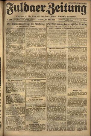 Erste Ausgabe vom Sonntag, den 10. Mai 1925.