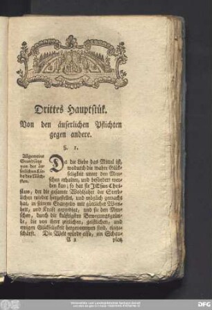 Drittes Haupstück. Von den äusserlichen Pflichten gegen andere.