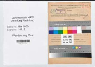 Entnazifizierung Paul Wendenburg, geb. 26.11.1905 (Verw.Inspektor)