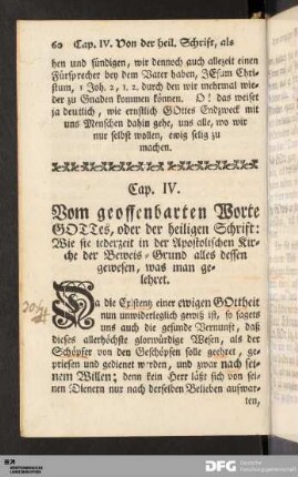 Cap. IV. Vom geoffenbarten Worte GOTTES, oder der heiligen Schrift...