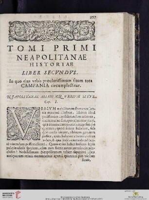 Liber Secvndvs: In quo eius vrbis præclarissimum situm tota Campania circumplectitur