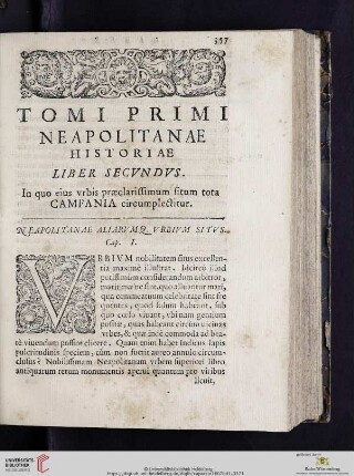 Liber Secvndvs: In quo eius vrbis præclarissimum situm tota Campania circumplectitur