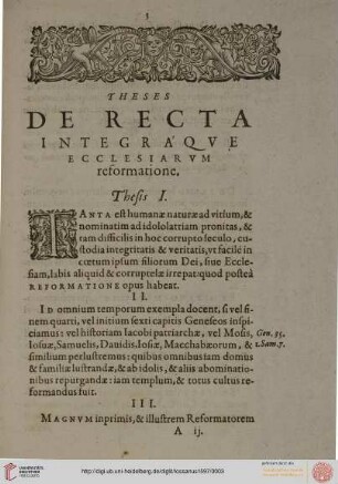 Theses de recta integraque ecclesiarum reformatione