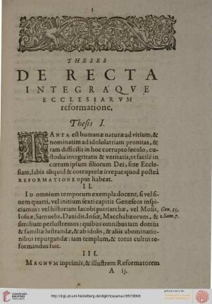 Theses de recta integraque ecclesiarum reformatione