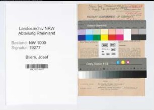 Entnazifizierung Josef Bliem, geb. 19.03.1912 (Lagerist)