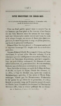Notice biographique sur Edmond Bour.