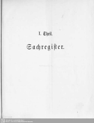 I. Teil: Sachregister