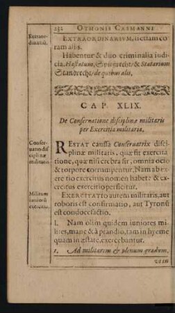 Cap. XLIX. De Conservatione disciplinae militaris per Exercitia militaria.