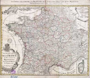 Tres nouvelle Carte De La France divisée en toutes ses Departements ; avec Privilege Imperiale