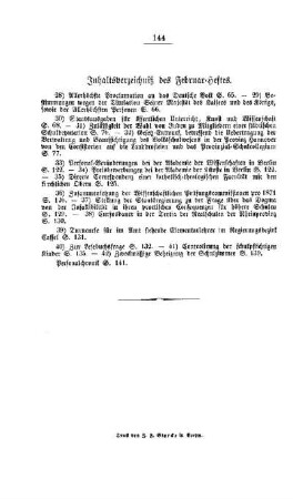 Inhaltsverzeichniß des Februar-Heftes
