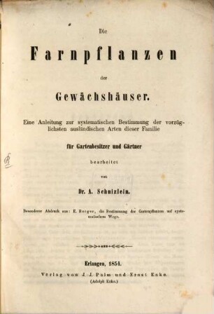 Die Farnpflanzen der Gewächshäuser