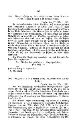 Beaufsichtigung der Schulkinder beim Gottesdienste durch Lehrer und Lehrerinnen : [H. Oeffentliches Volksschulwesen]