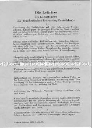 Leitsätze des Kulturbundes zur demokratischen Erneuerung Deutschlands