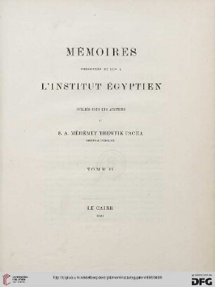 2: Mémoires présentés à l'Institut Egyptien