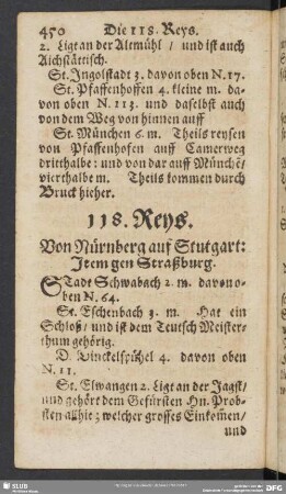 118. Reys. Von Nürnberg auf Stutgart: Item gen Straßburg