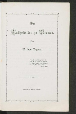 Der Rathskeller zu Bremen