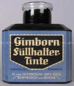 Werbeaufsteller in Form eines übergroßen Tintenfasses "Gimborn Füller-Tinte"