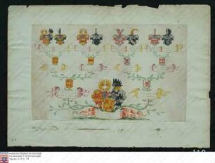Ahnenprobe des Johann Philipp v. u. z. Frankenstein. - ausgefertigt 1682 Juni 15, auf Papier