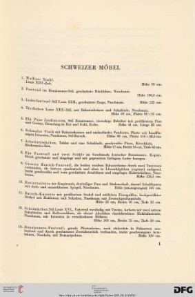 Schweizer Möbel (Nr. 1-65)