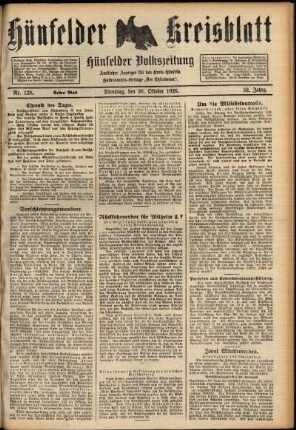 Erste Ausgabe vom Dienstag, den 26. Oktober 1926.