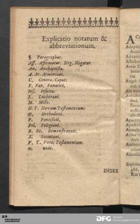 Explicatio notarum & abbreviationum.