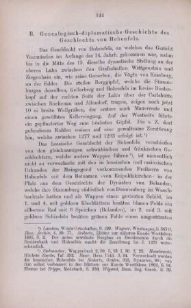B. Genealogisch-diplomatische Geschichte des Geschlechts von Hohenfels.